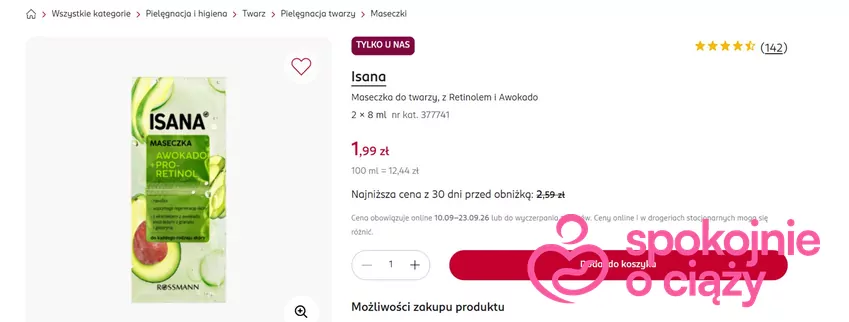 Maseczka do twarzy za mniej niż 2 zł Rossmann - gazetka