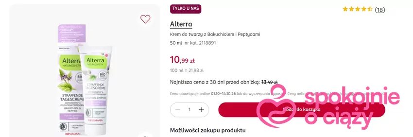 Krem do twarzy z bakuchiolem i peptydami za mniej niż 11 zł Rossmann - gazetka