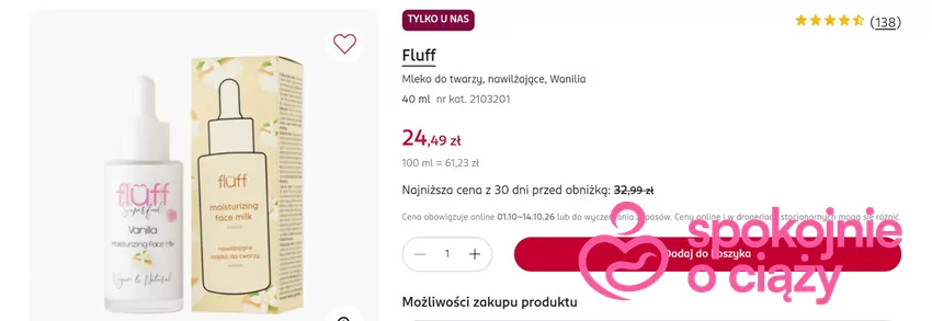 Mleko do twarzy w obniżonej cenie Rossmann - gazetka