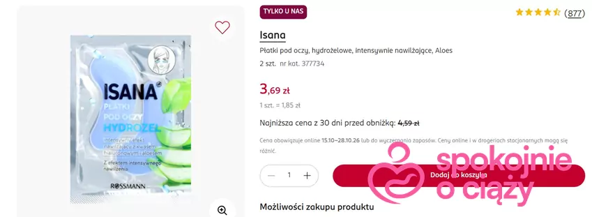 Płatki pod oczy hydrożelowe w obniżonej cenie Rossmann - gazetka
